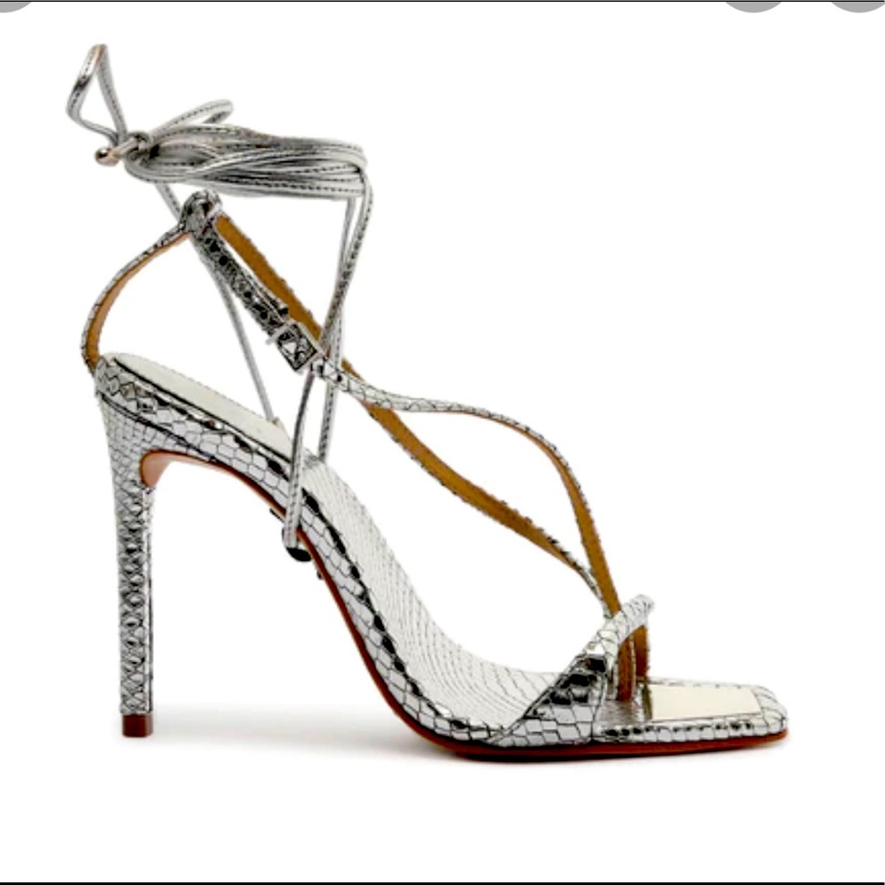 Schutz Vikki lace up sandals- silver NWT